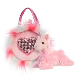 Aurora Plüsch Lama - Mit Tasche Pink