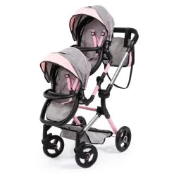 Zwillingspuppenwagen - Grau/pink Melange 11 Zwillingspuppenwagen - Grau/pink Melange -Spielparadies Verkauf 246855 4003336262339 Bayer Zwillingspuppenwagen 01